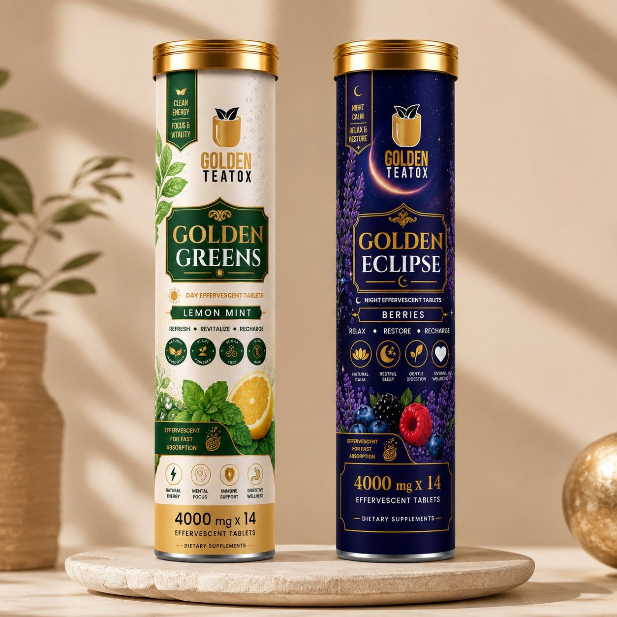 The Golden Duo Pack Clean energy by day. Calm support by night.