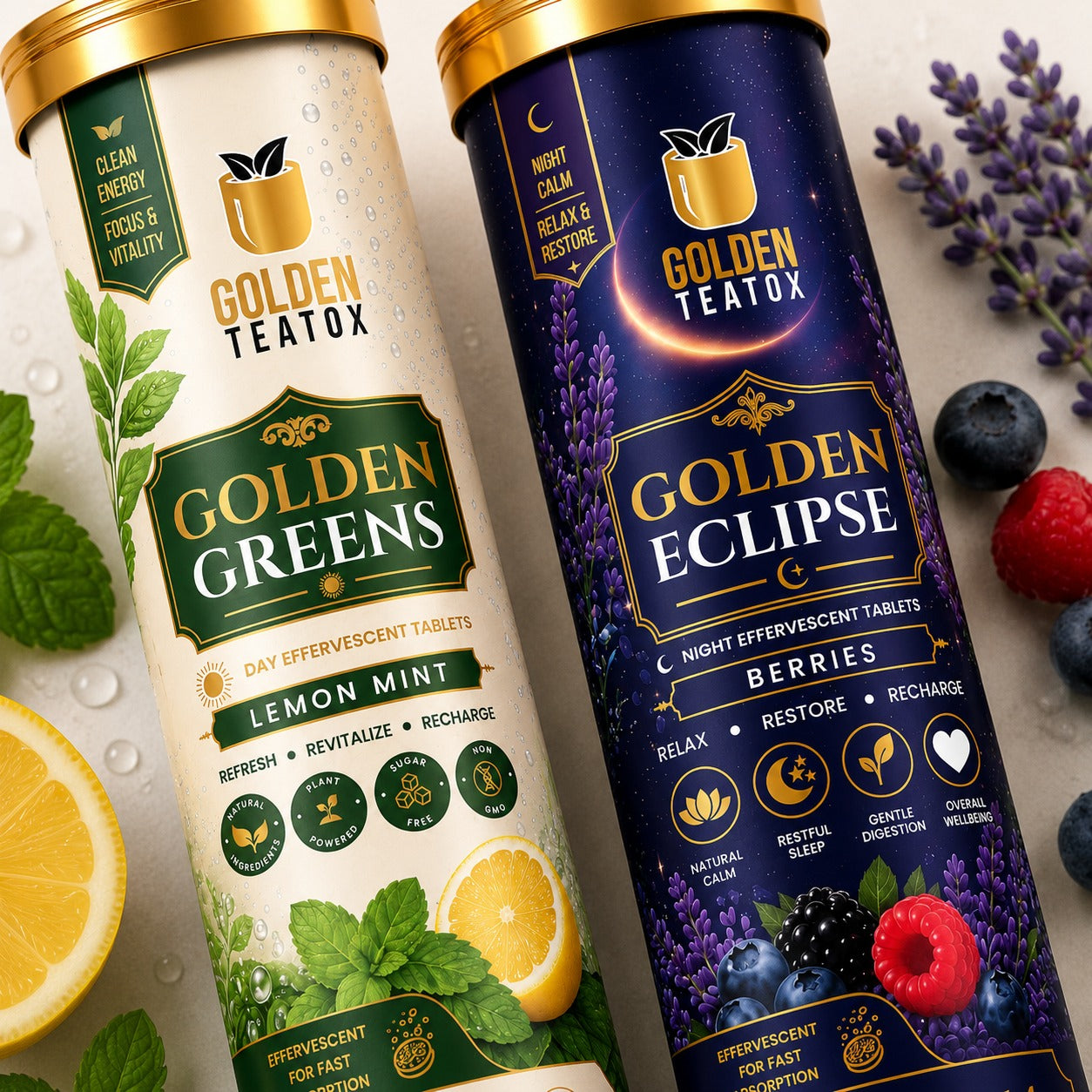 The Golden Duo Pack Clean energy by day. Calm support by night.